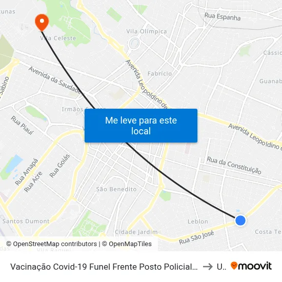 Vacinação Covid-19 Funel Frente Posto Policial Aisp Abadia (Av. Orlando Rodrigues Da Cunha) to Uftm map