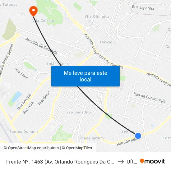 Frente Nº. 1463 (Av. Orlando Rodrigues Da Cunha) to Uftm map