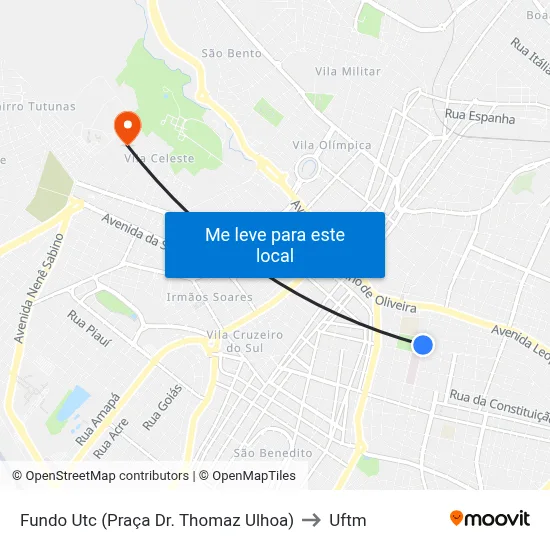 Fundo Utc (Praça Dr. Thomaz Ulhoa) to Uftm map