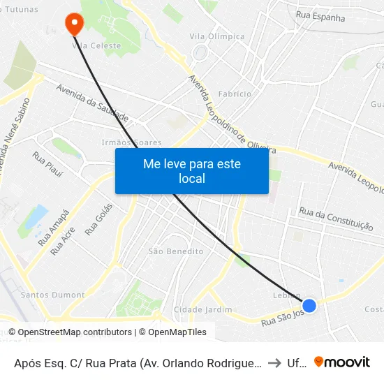 Após Esq. C/ Rua Prata (Av. Orlando Rodrigues Da Cunha) to Uftm map