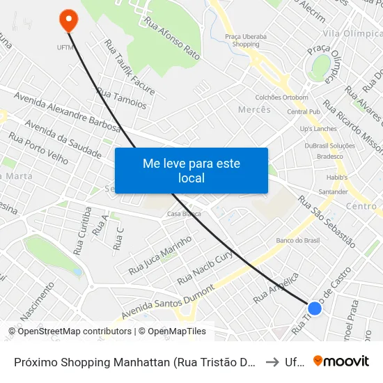 Próximo Shopping Manhattan (Rua Tristão De Castro) to Uftm map