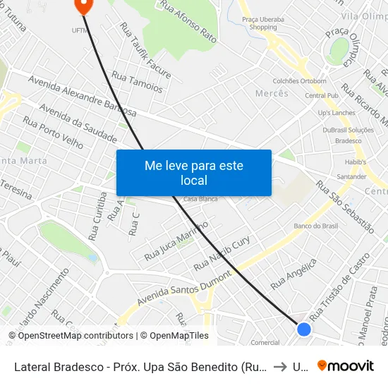 Lateral Bradesco - Próx. Upa São Benedito (Rua Tristão De Castro) to Uftm map