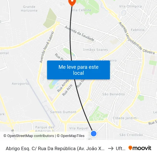 Abrigo Esq. C/ Rua Da República (Av. João Xxiii) to Uftm map