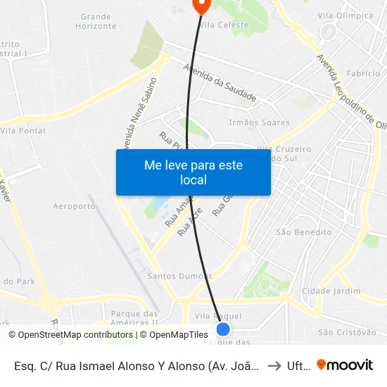 Esq. C/ Rua Ismael Alonso Y Alonso (Av. João Xxiii) to Uftm map