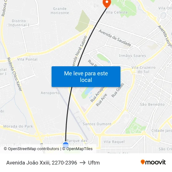 Avenida João Xxiii, 2270-2396 to Uftm map