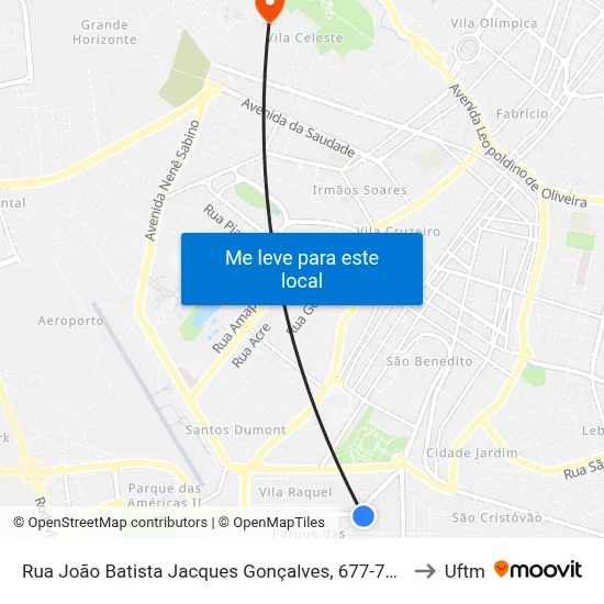 Rua João Batista Jacques Gonçalves, 677-761 to Uftm map