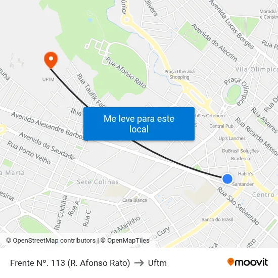 Frente Nº. 113 (R. Afonso Rato) to Uftm map
