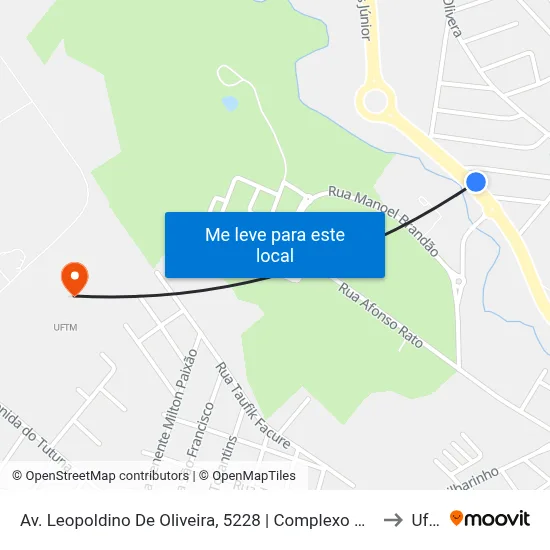 Av. Leopoldino De Oliveira, 5228 | Complexo Do Esportista to Uftm map