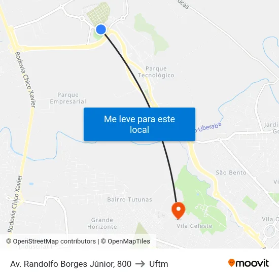 Av. Randolfo Borges Júnior, 800 to Uftm map