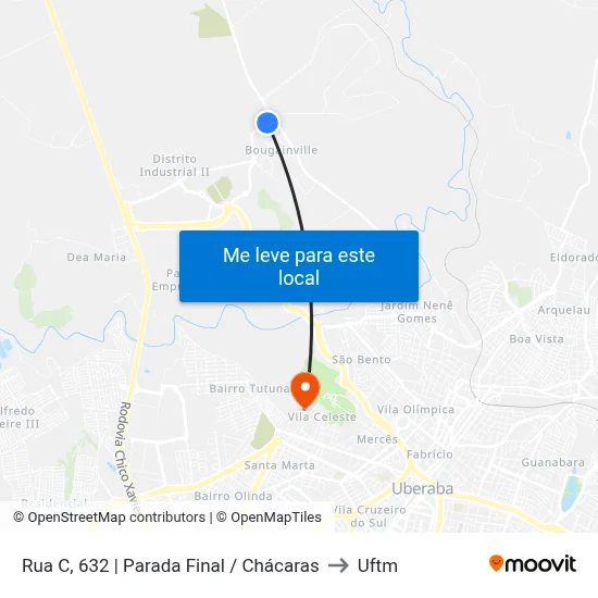 Rua C, 632 | Parada Final / Chácaras to Uftm map