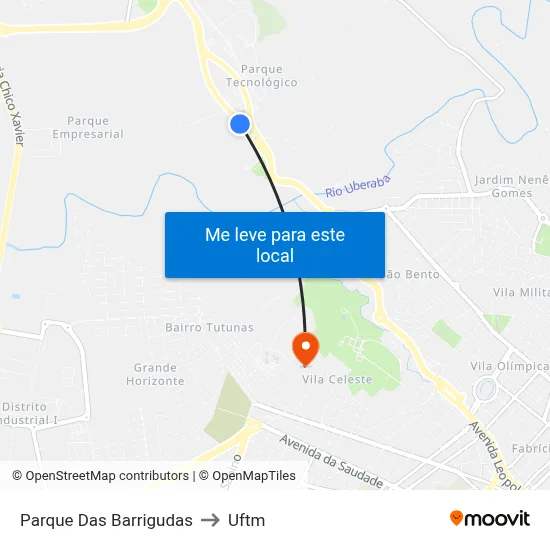 Parque Das Barrigudas to Uftm map