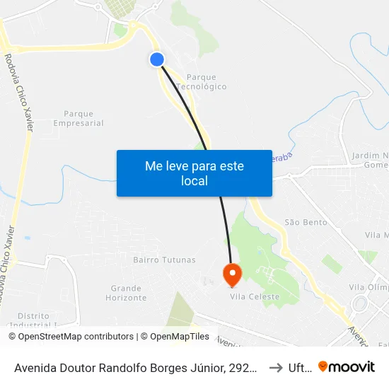 Avenida Doutor Randolfo Borges Júnior, 2921-3123 to Uftm map