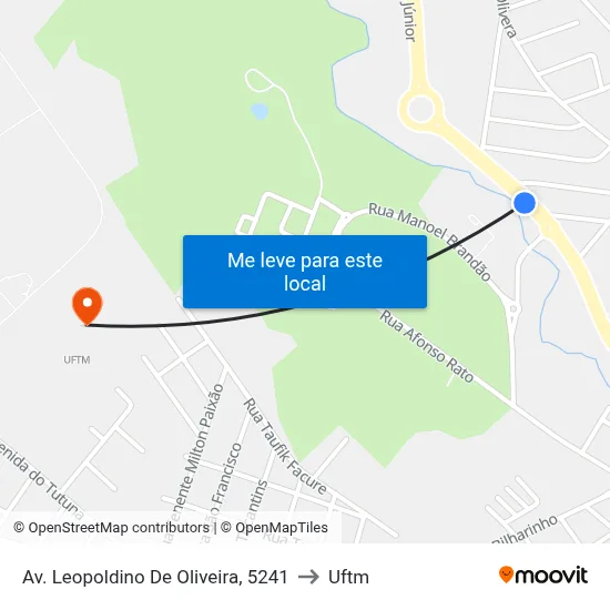 Av. Leopoldino De Oliveira, 5241 to Uftm map