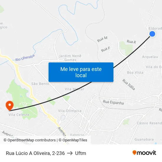 Rua Lúcio A Oliveira, 2-236 to Uftm map