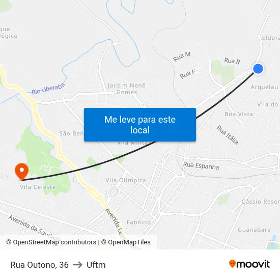 Rua Outono, 36 to Uftm map