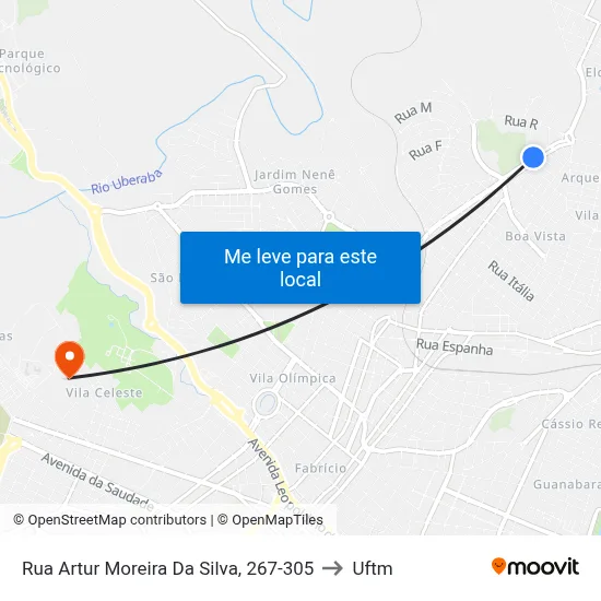 Rua Artur Moreira Da Silva, 267-305 to Uftm map