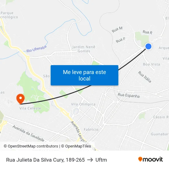 Rua Julieta Da Silva Cury, 189-265 to Uftm map