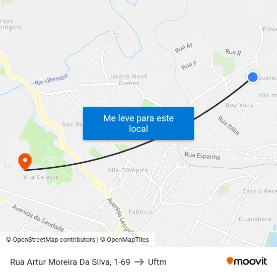 Rua Artur Moreira Da Silva, 1-69 to Uftm map