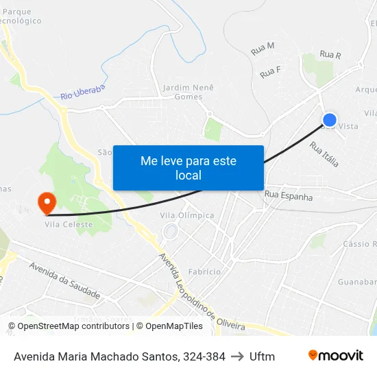 Avenida Maria Machado Santos, 324-384 to Uftm map