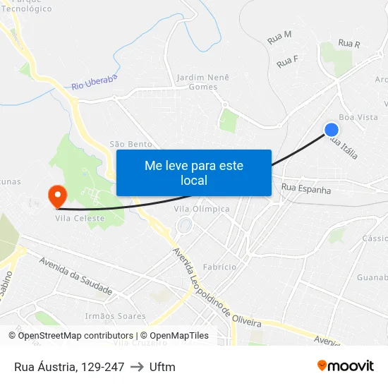Rua Áustria, 129-247 to Uftm map