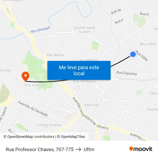 Rua Professor Chaves, 707-775 to Uftm map