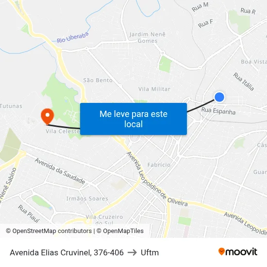 Avenida Elias Cruvinel, 376-406 to Uftm map