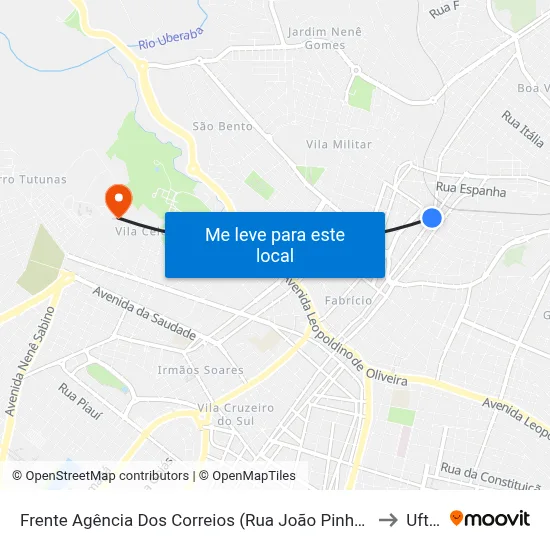 Frente Agência Dos Correios (Rua João Pinheiro) to Uftm map
