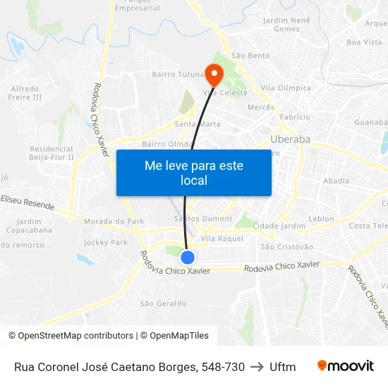 Rua Coronel José Caetano Borges, 548-730 to Uftm map