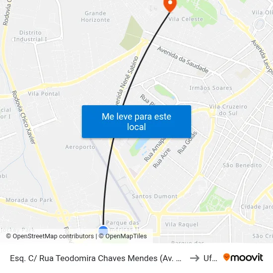 Esq. C/ Rua Teodomira Chaves Mendes (Av. João Xxiii) to Uftm map