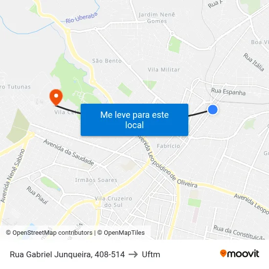 Rua Gabriel Junqueira, 408-514 to Uftm map