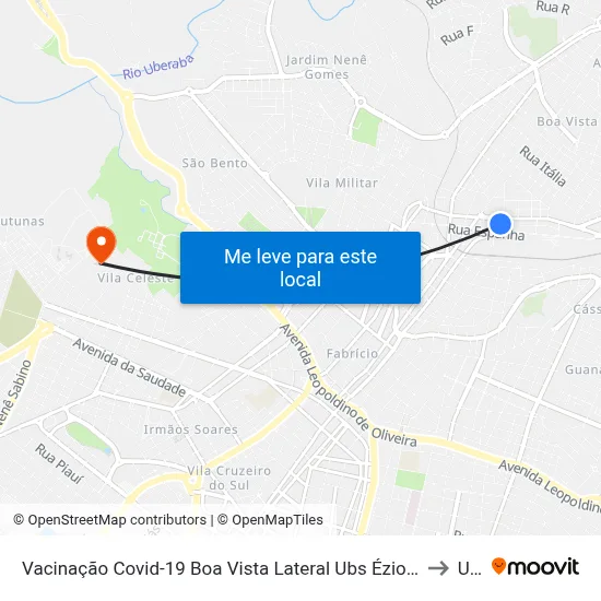 Vacinação Covid-19 Boa Vista Lateral Ubs Ézio De Martino (Rua Santa Vitória) to Uftm map