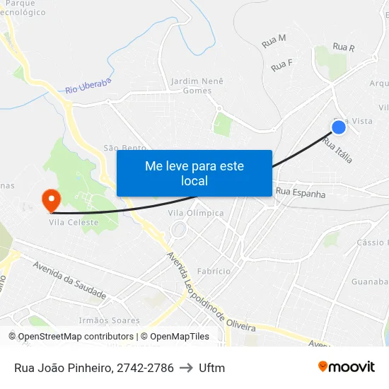 Rua João Pinheiro, 2742-2786 to Uftm map