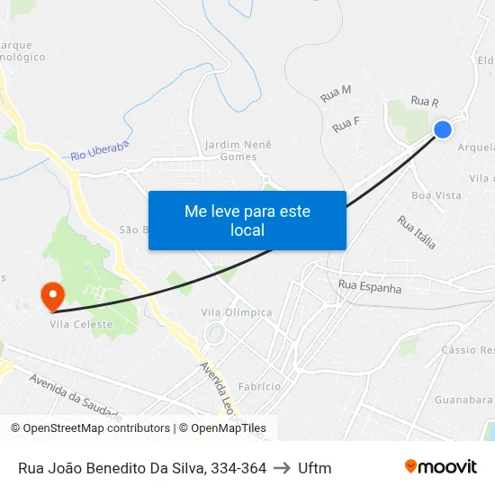 Rua João Benedito Da Silva, 334-364 to Uftm map