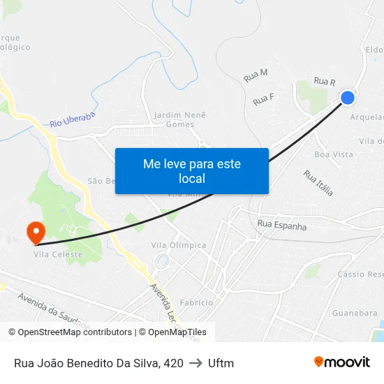 Rua João Benedito Da Silva, 420 to Uftm map