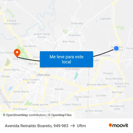 Avenida Reinaldo Boareto, 949-983 to Uftm map