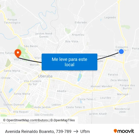 Avenida Reinaldo Boareto, 739-789 to Uftm map