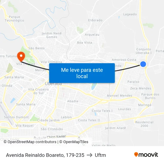 Avenida Reinaldo Boareto, 179-235 to Uftm map