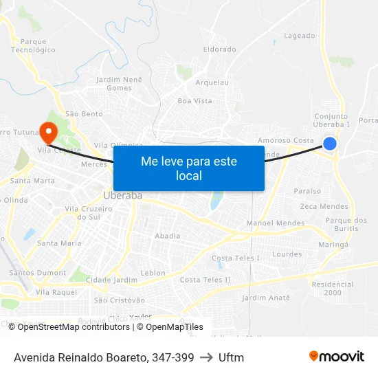 Avenida Reinaldo Boareto, 347-399 to Uftm map