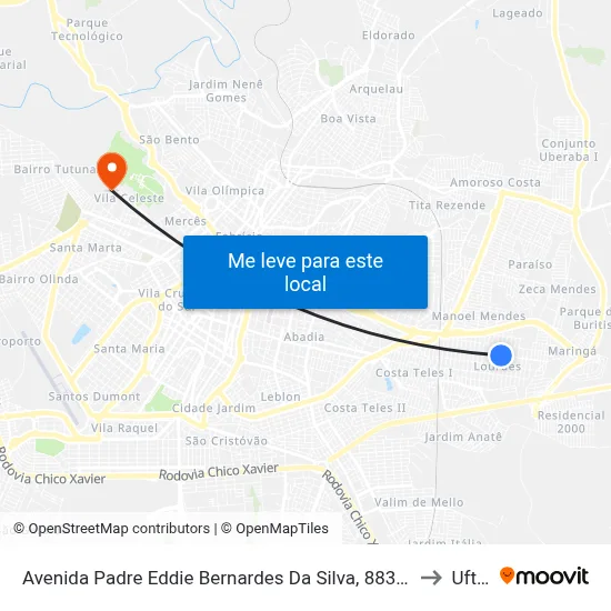 Avenida Padre Eddie Bernardes Da Silva, 883-943 to Uftm map