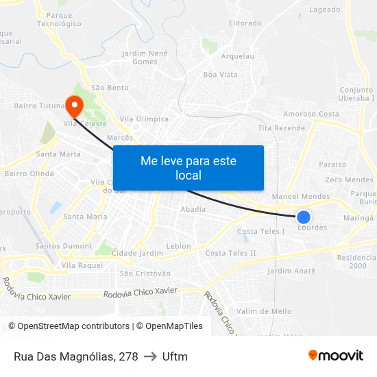 Rua Das Magnólias, 278 to Uftm map