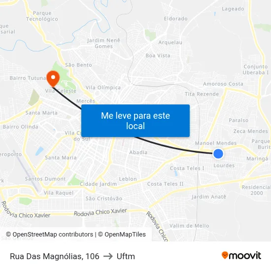 Rua Das Magnólias, 106 to Uftm map