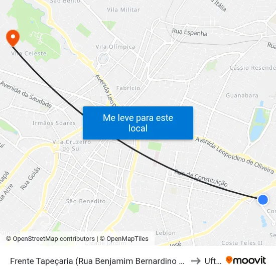 Frente Tapeçaria (Rua Benjamim Bernardino Costa) to Uftm map