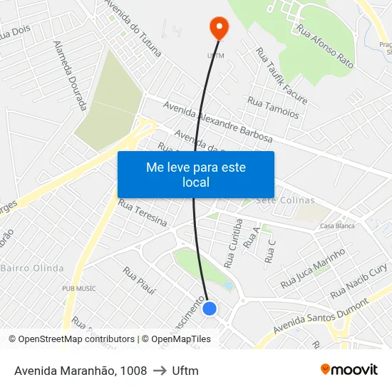 Avenida Maranhão, 1008 to Uftm map