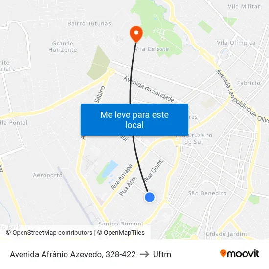 Avenida Afrânio Azevedo, 328-422 to Uftm map