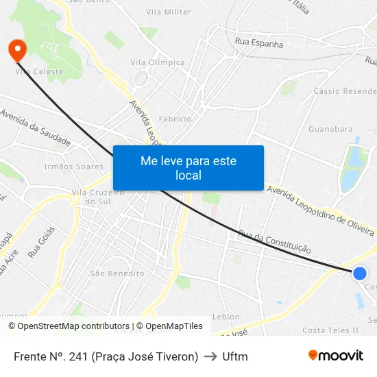 Frente Nº. 241 (Praça José Tiveron) to Uftm map