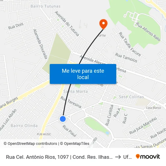Rua Cel. Antônio Rios, 1097 | Cond. Res. Ilhas Do Sol to Uftm map