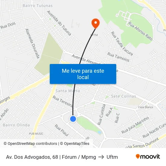 Av. Dos Advogados, 68 | Fórum / Mpmg to Uftm map