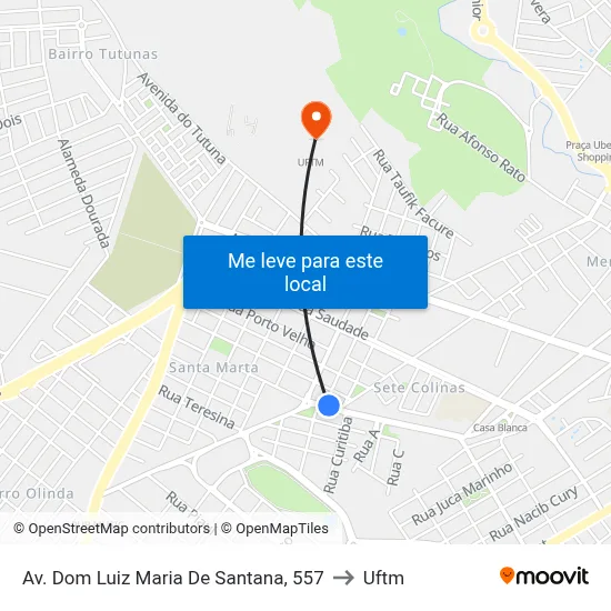 Av. Dom Luiz Maria De Santana, 557 to Uftm map