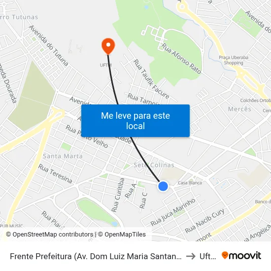 Frente Prefeitura (Av. Dom Luiz Maria Santana) to Uftm map