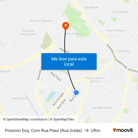 Próximo Esq. Com Rua Piauí (Rua Goiás) to Uftm map